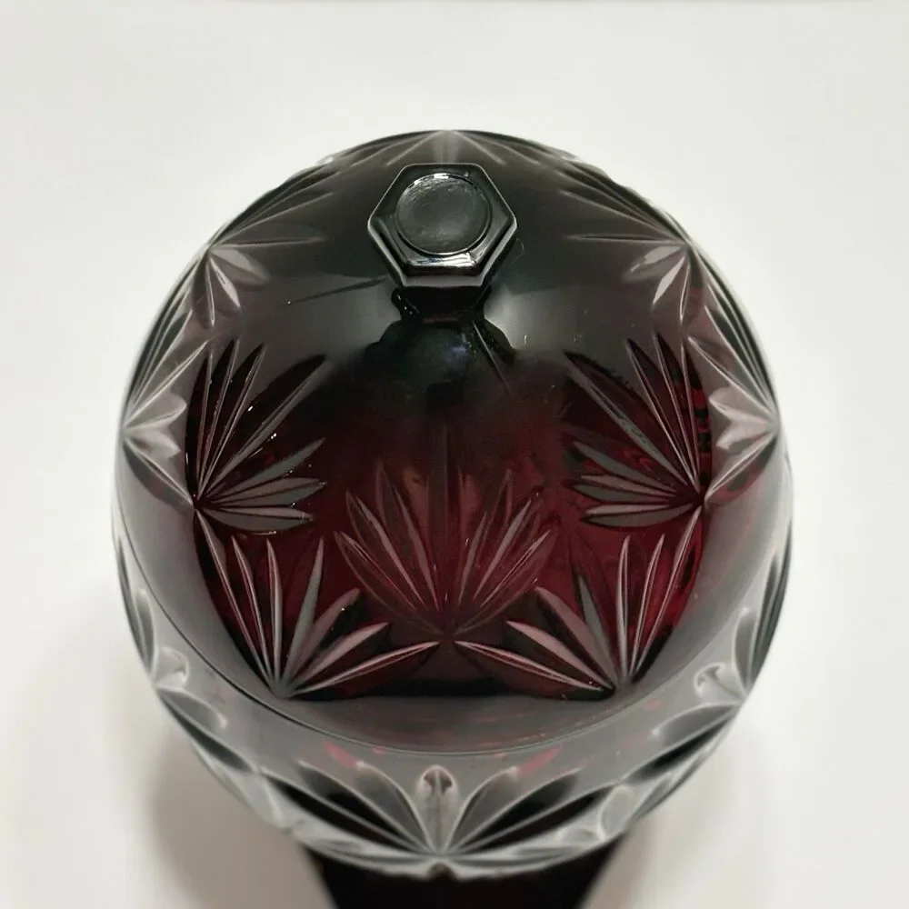 Vintage Ruby Red Cris D Arques/Durand Luminarc Egg Candy Dish 10”